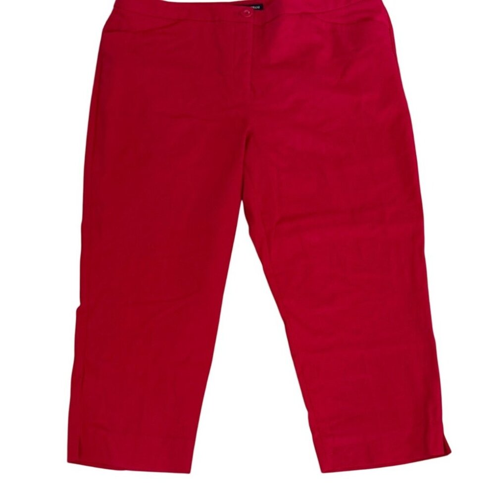 Mario Serrani Capri Pants Womens Size 14 Red Comfort Stretch Tummy Control New